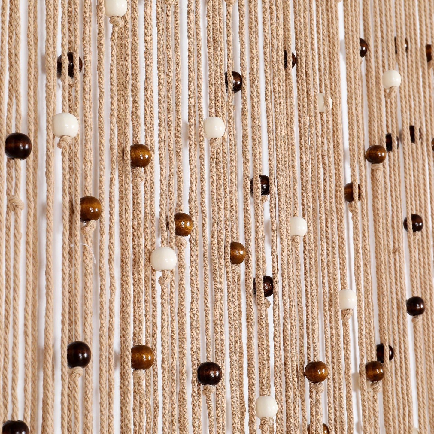 2Pcs Macrame String Curtain with Wooden Beads