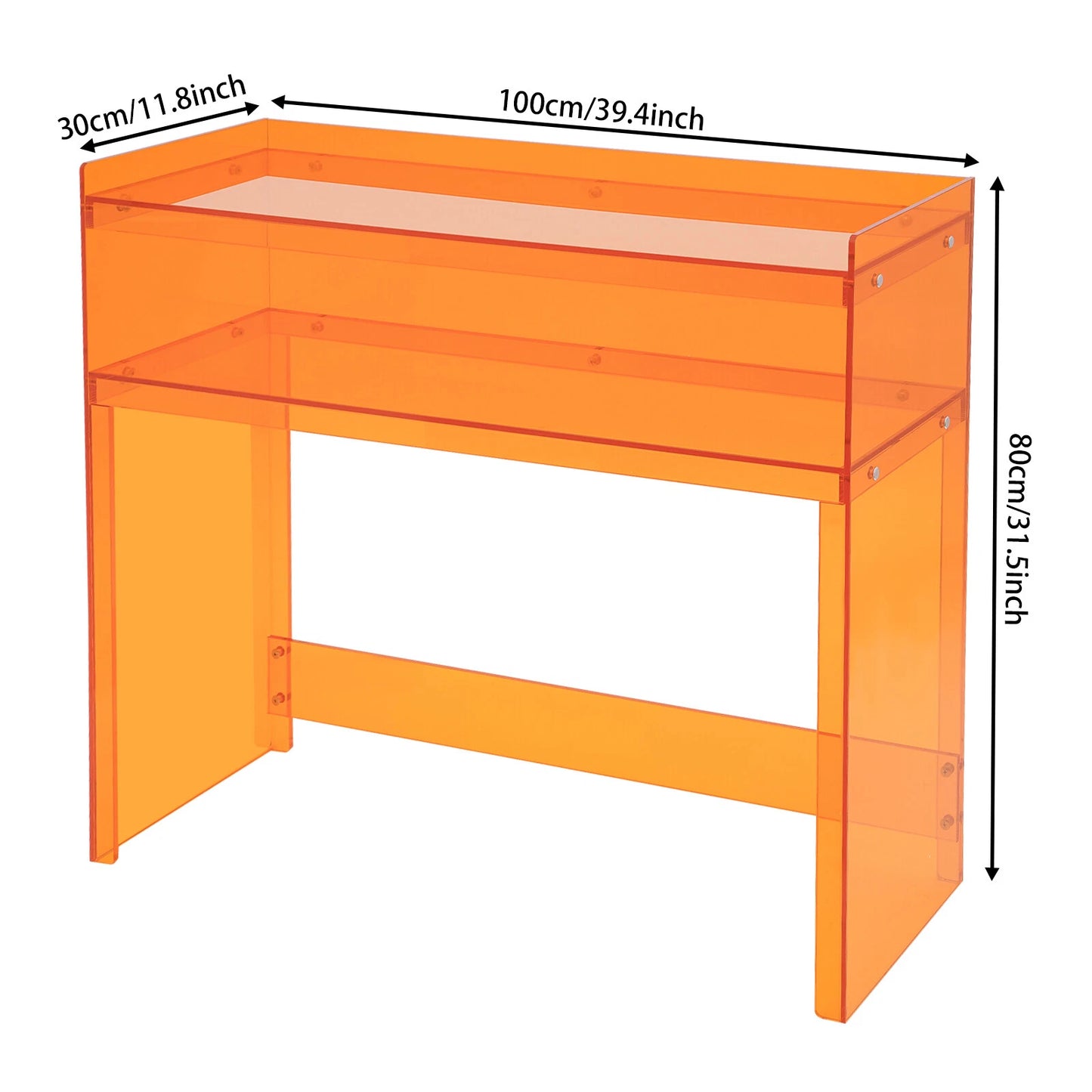 Entryway Table Acrylic Desk with Open Shelves