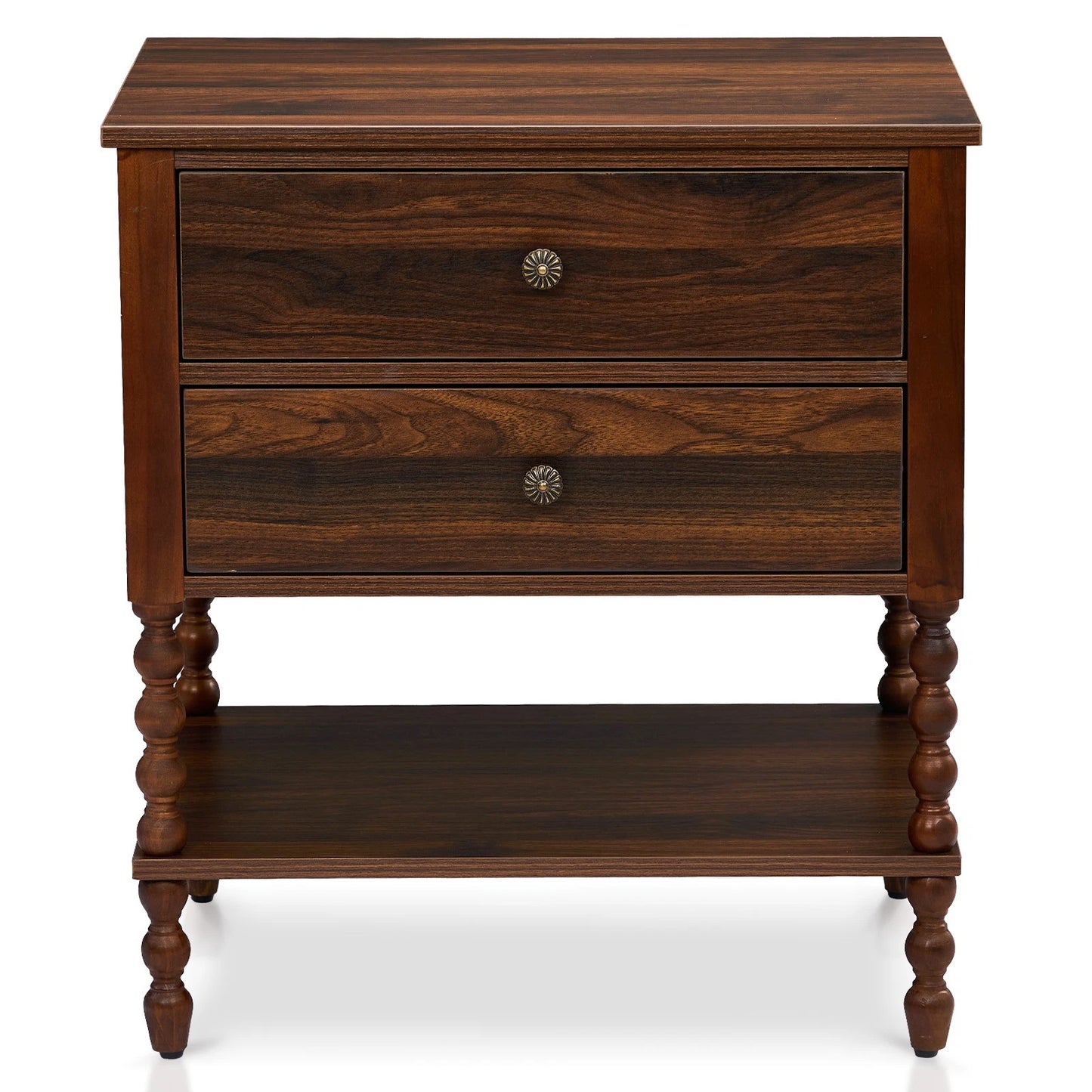 Solid Wood Side Table with Spindle Legs