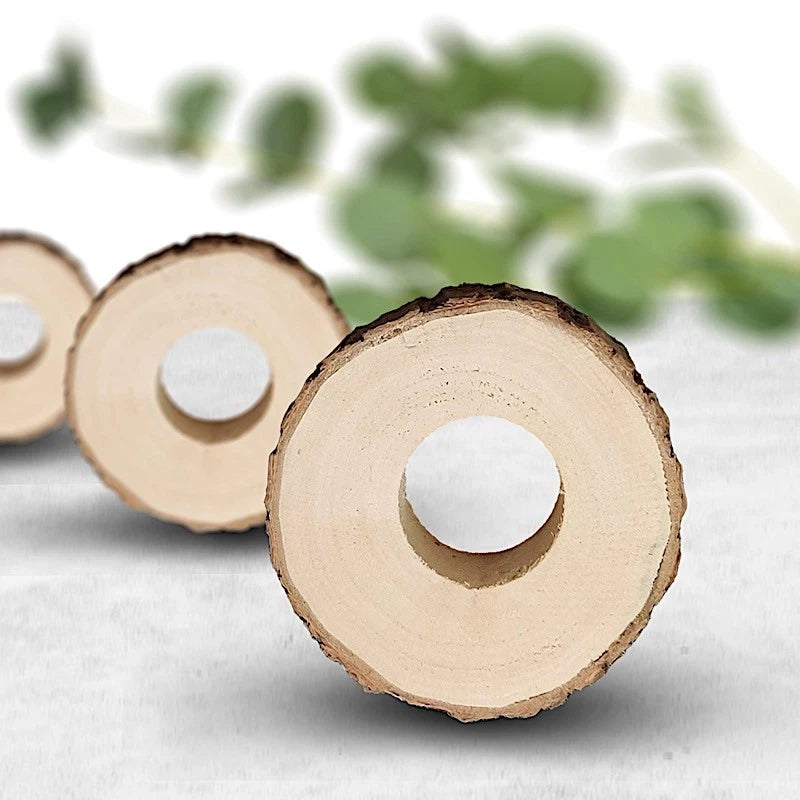 4-Pack Natural Birch Wood 3” Round Napkin Rings