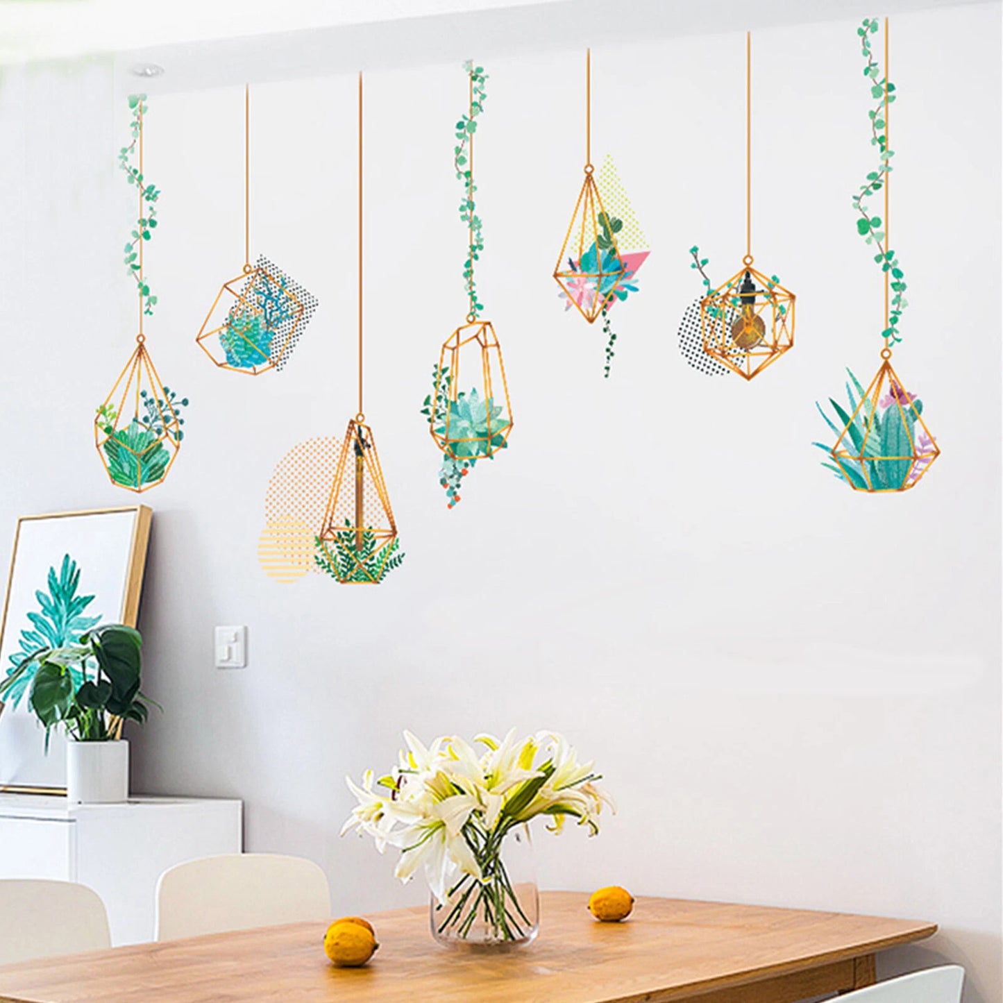 Green Hanging Terrarium Plant Wall Stickers