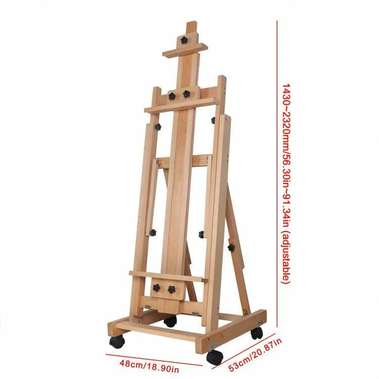 Adjustable H-Frame Wooden Studio Easel