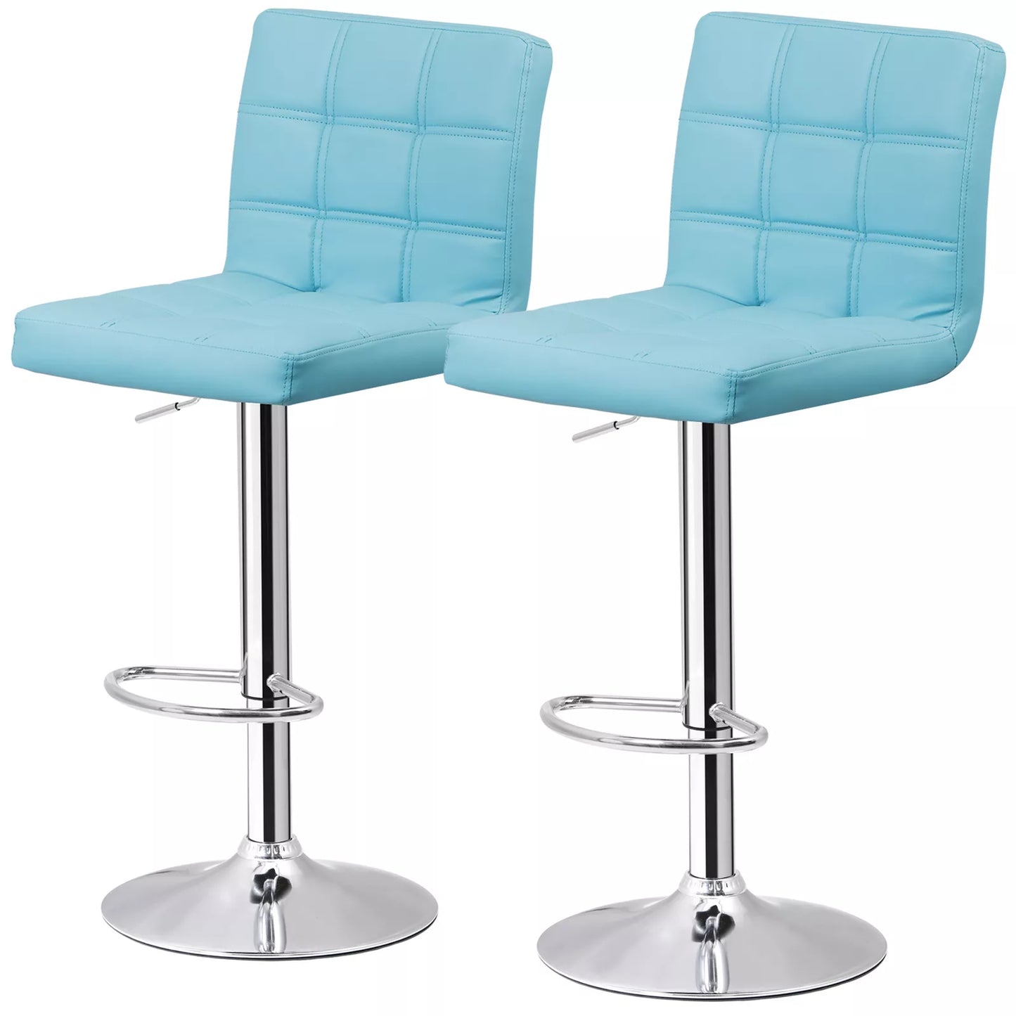 Set of 2 Adjustable Swivel Bar Stools with Armrests