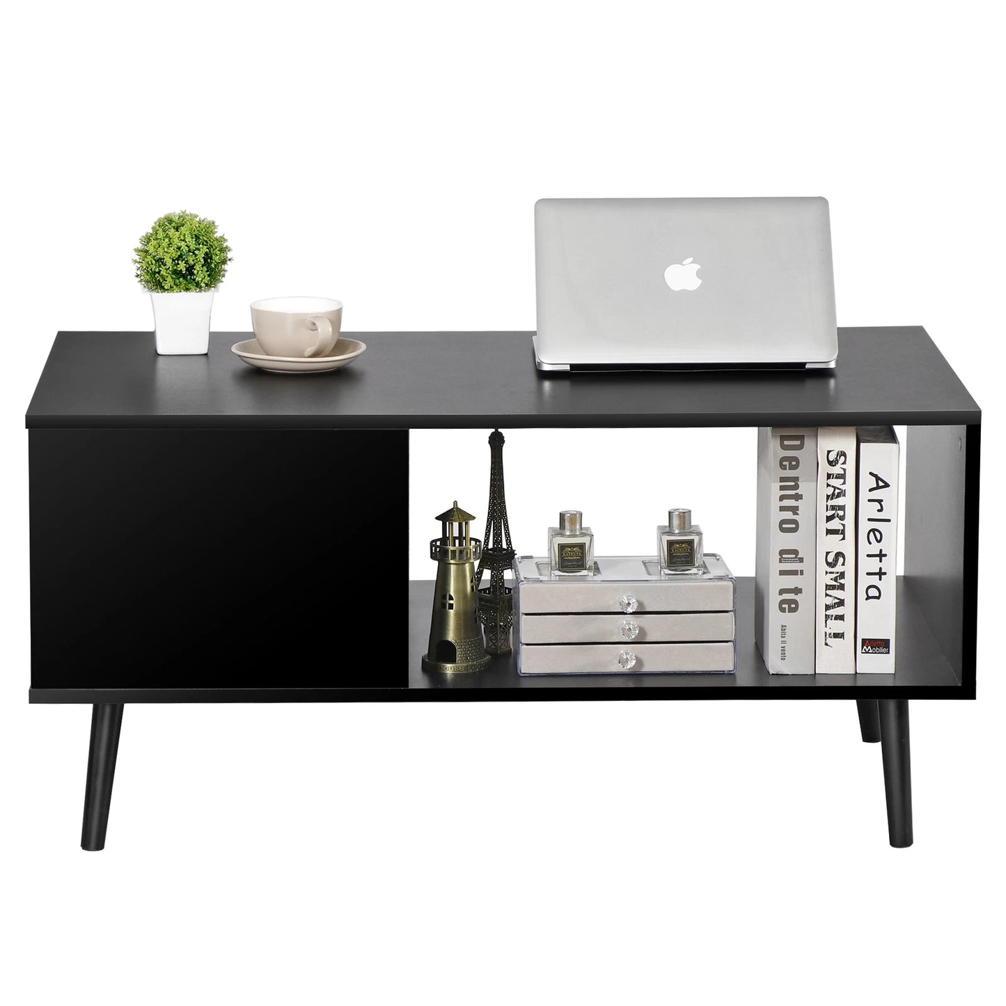 Industrial Coffee Table with Open Storage Shelf