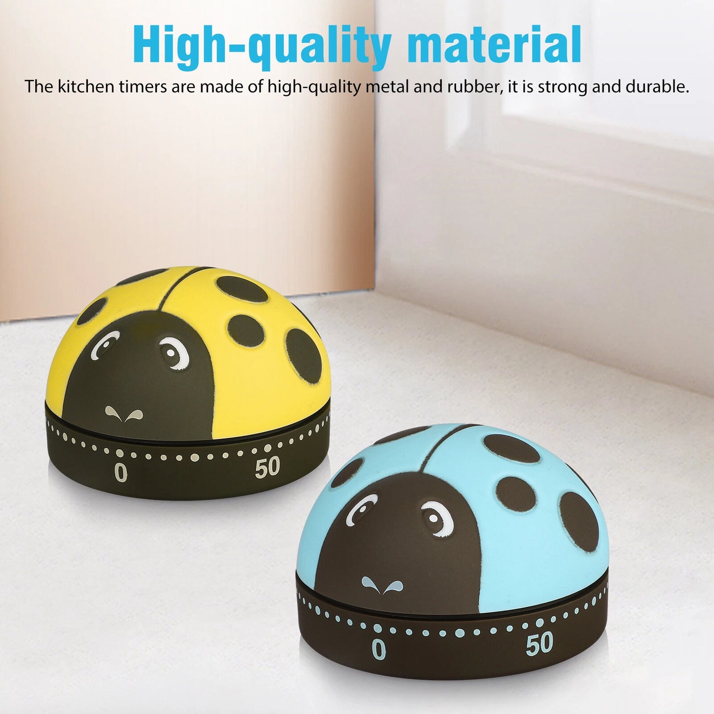 2pcs Cartoon Ladybug Mechanical Timer