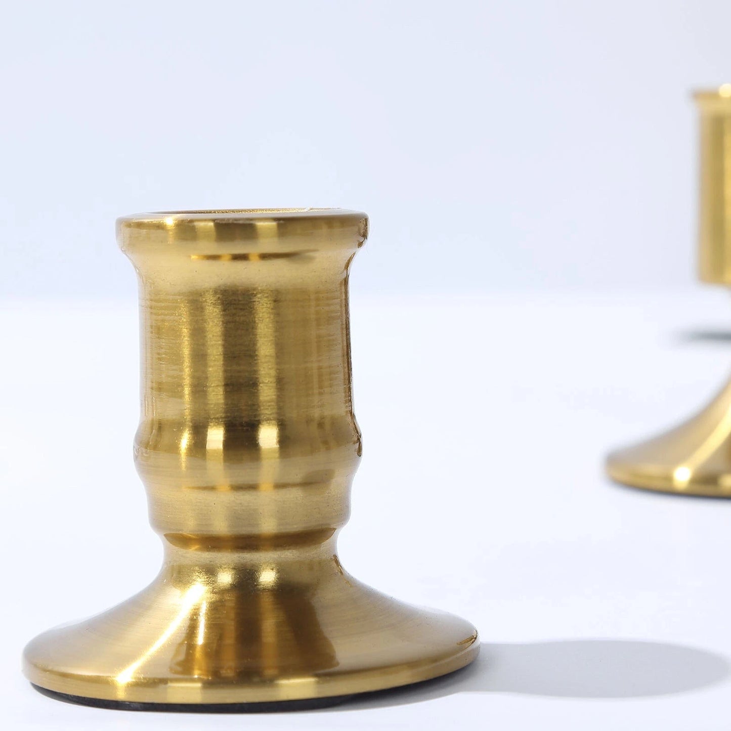 Set of 4 Gold Vintage Metal Taper Candle Holders