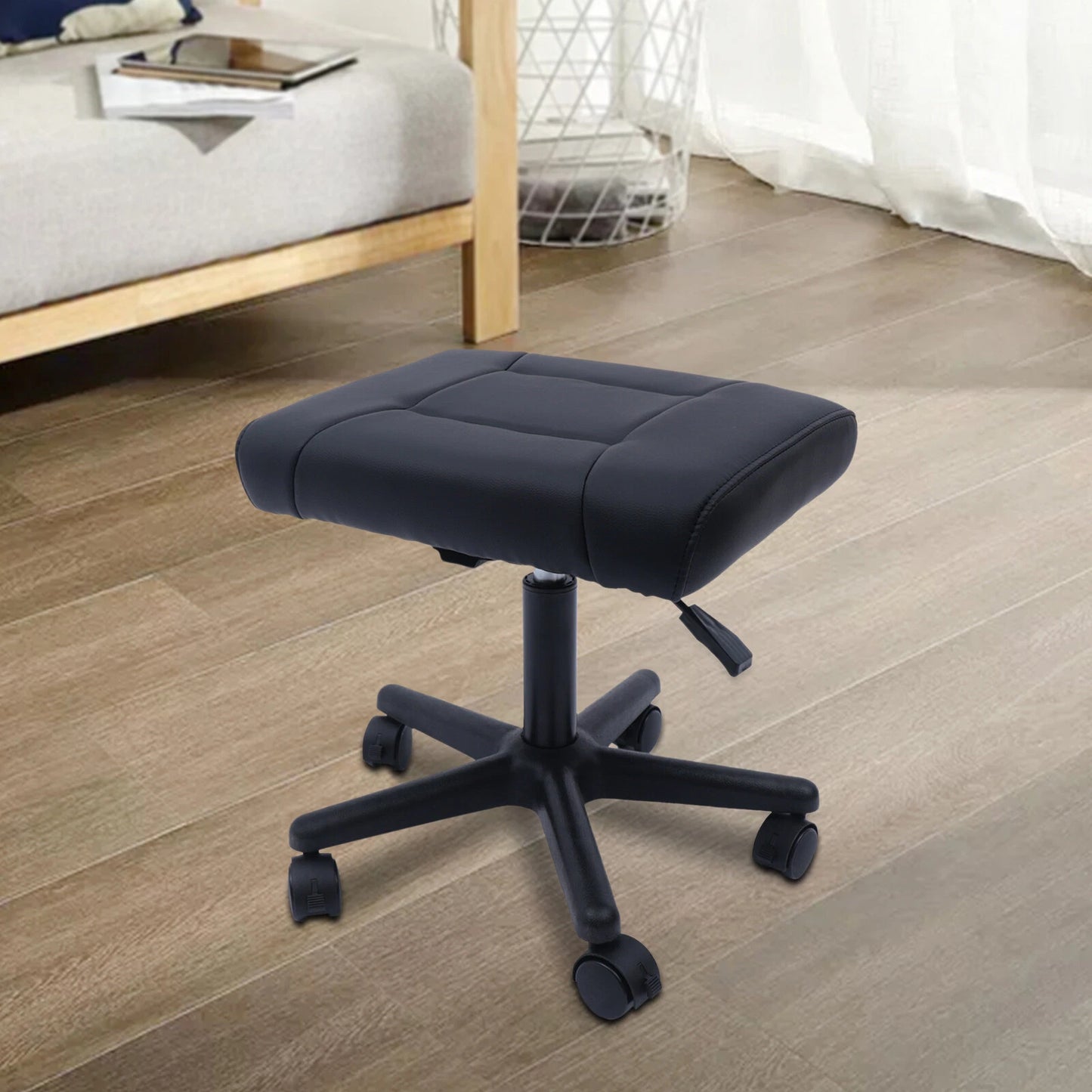 Office Foot Stool with Wheels Height Adjustable Rolling Leg Rest