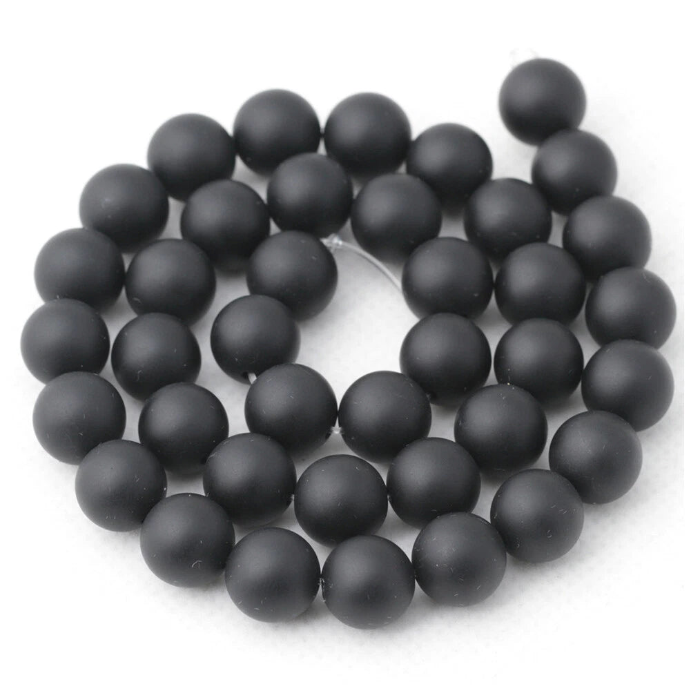 5 Strands Black Matte Onyx Beads 10MM
