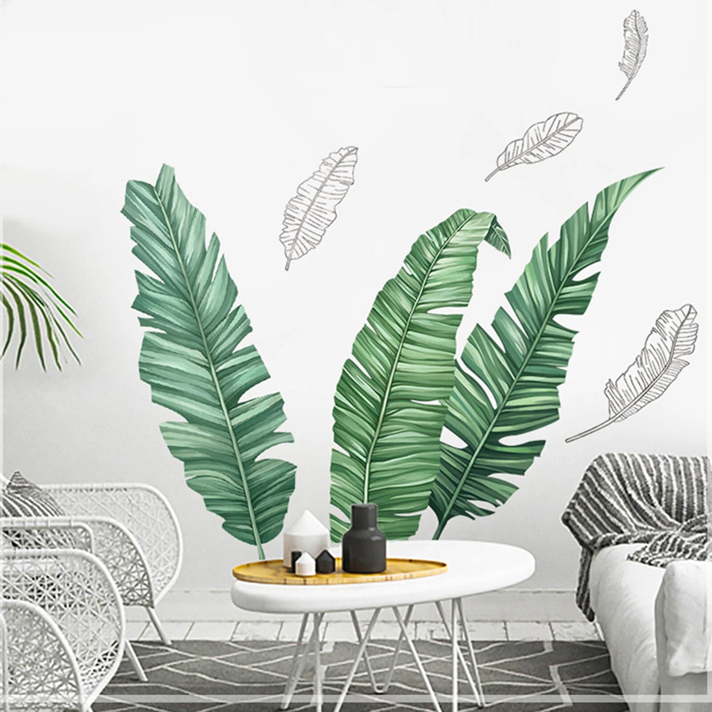 Green Tropical Banana Leaves Wall Stickers