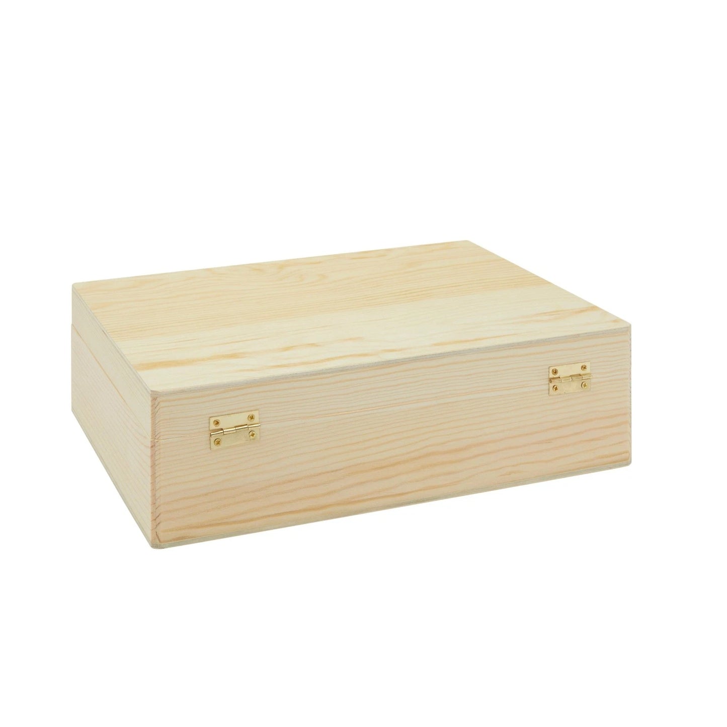 Unfinished Wooden Box with Hinged Lid