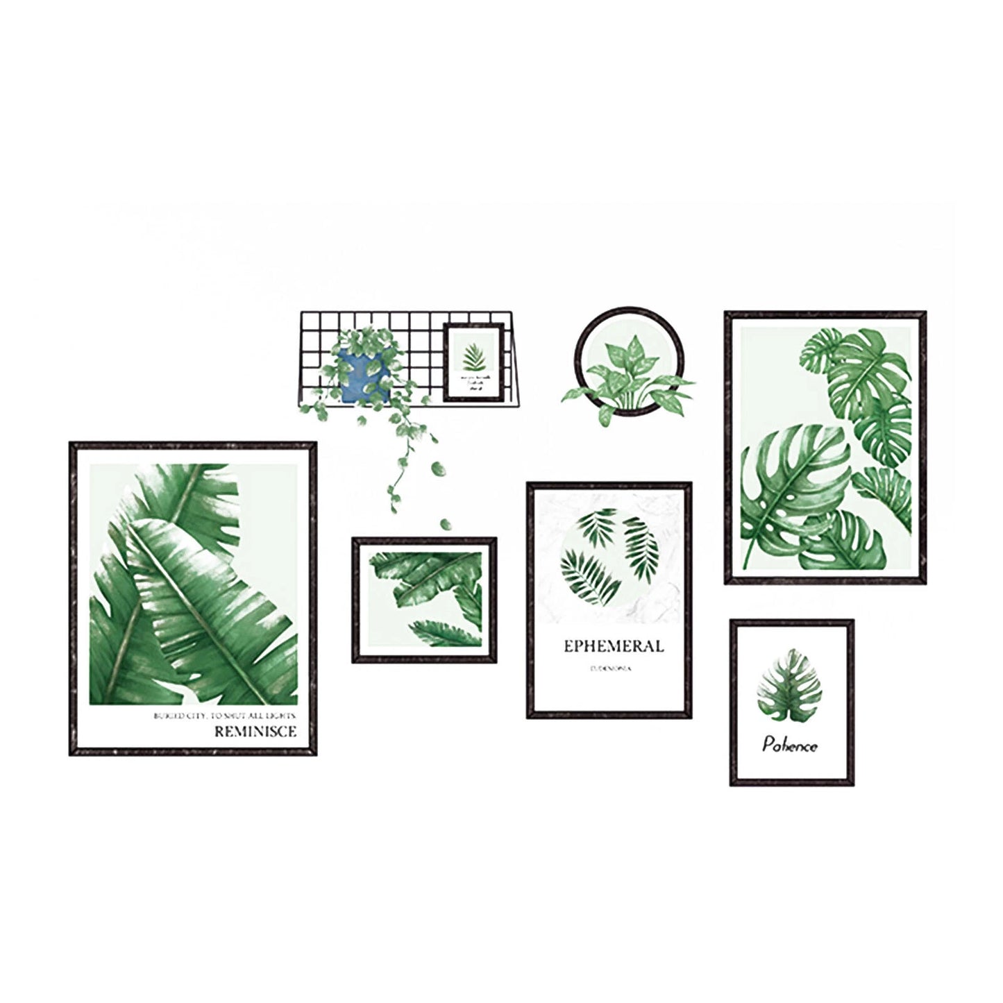 Green Tropical Leaves Frame Wall Stickers