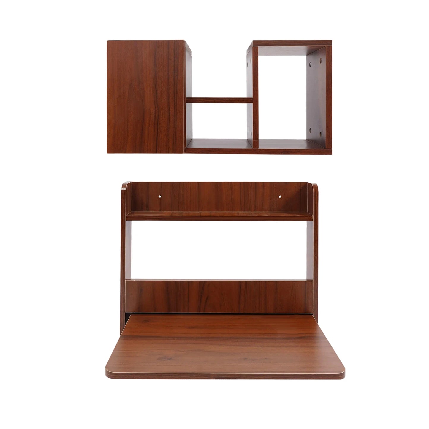 Wall-Mounted Bookshelf & Fold-Down Writing Table
