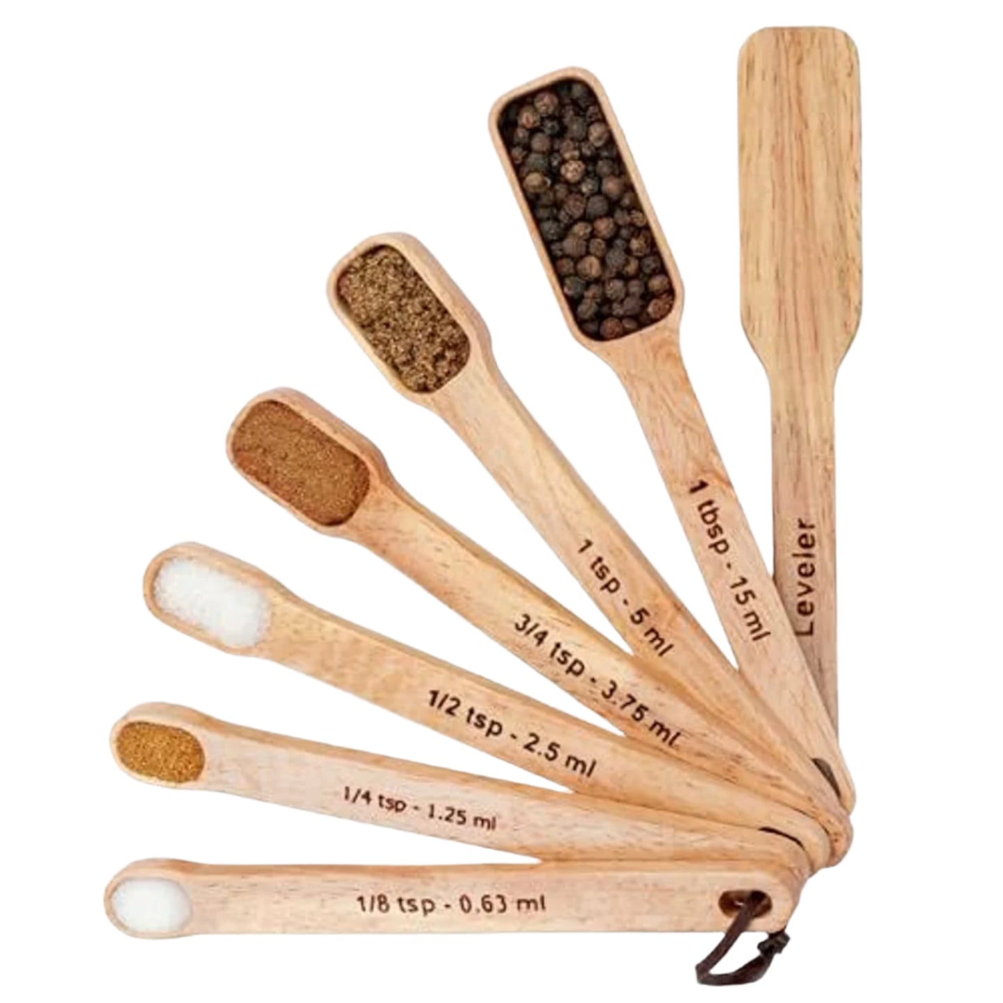 7-Piece Narrow Wood Measuring Spoon Set