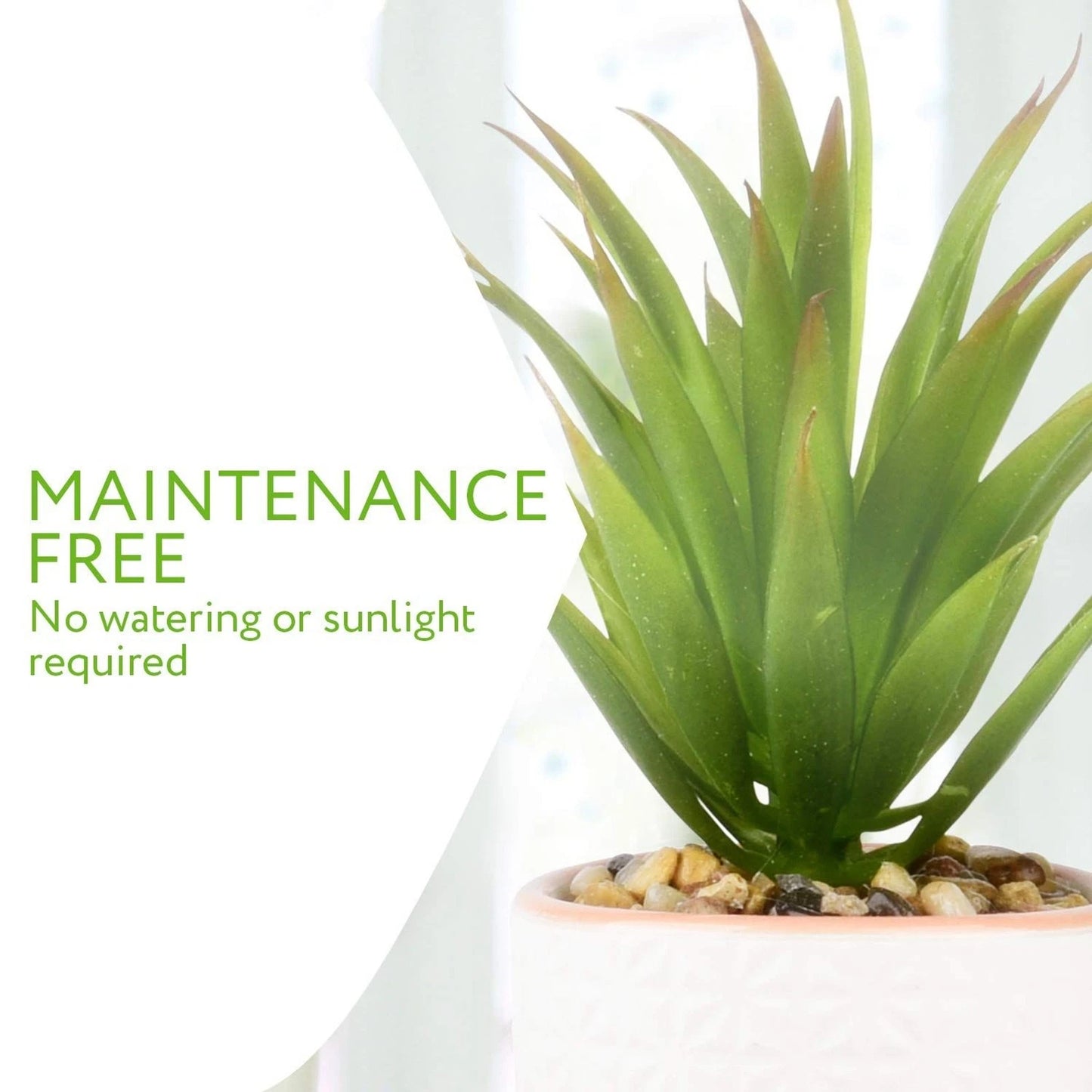 Artificial Succulent Plants in Ceramic Pots with Bamboo Tray