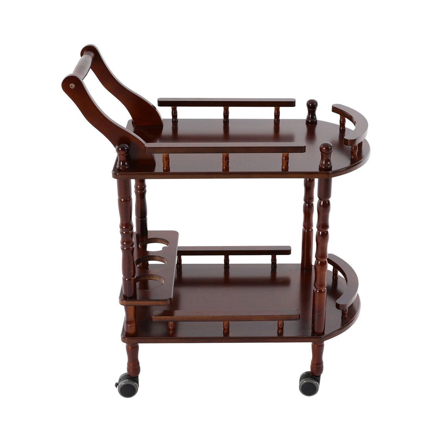Solid Wood Bar Cart with Bottle Rack