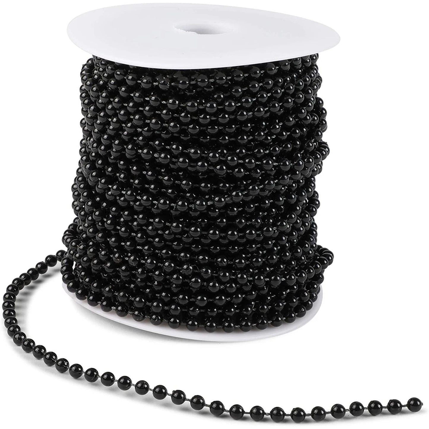 Black Pearl Beads on a String Roll for Crafts – 4 mm, 25 Yards