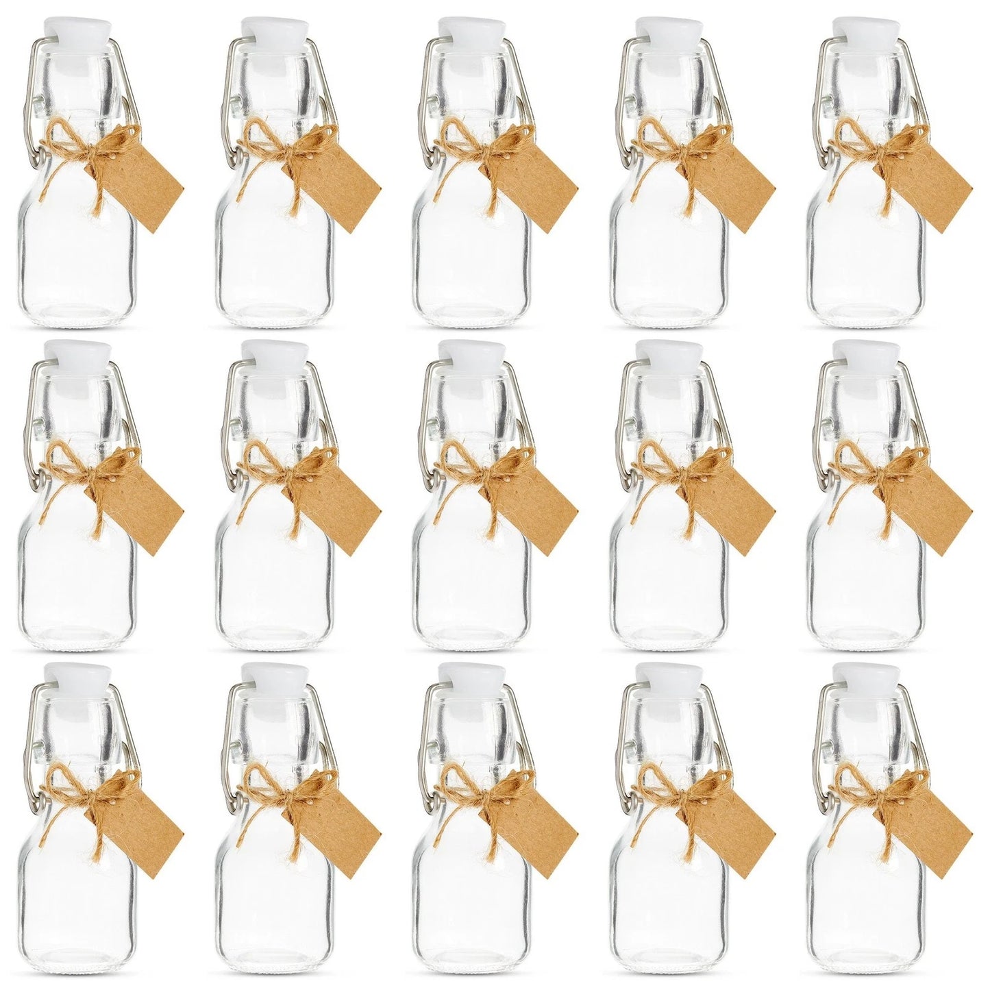 15-Pack Mini Swing Top Glass Bottles