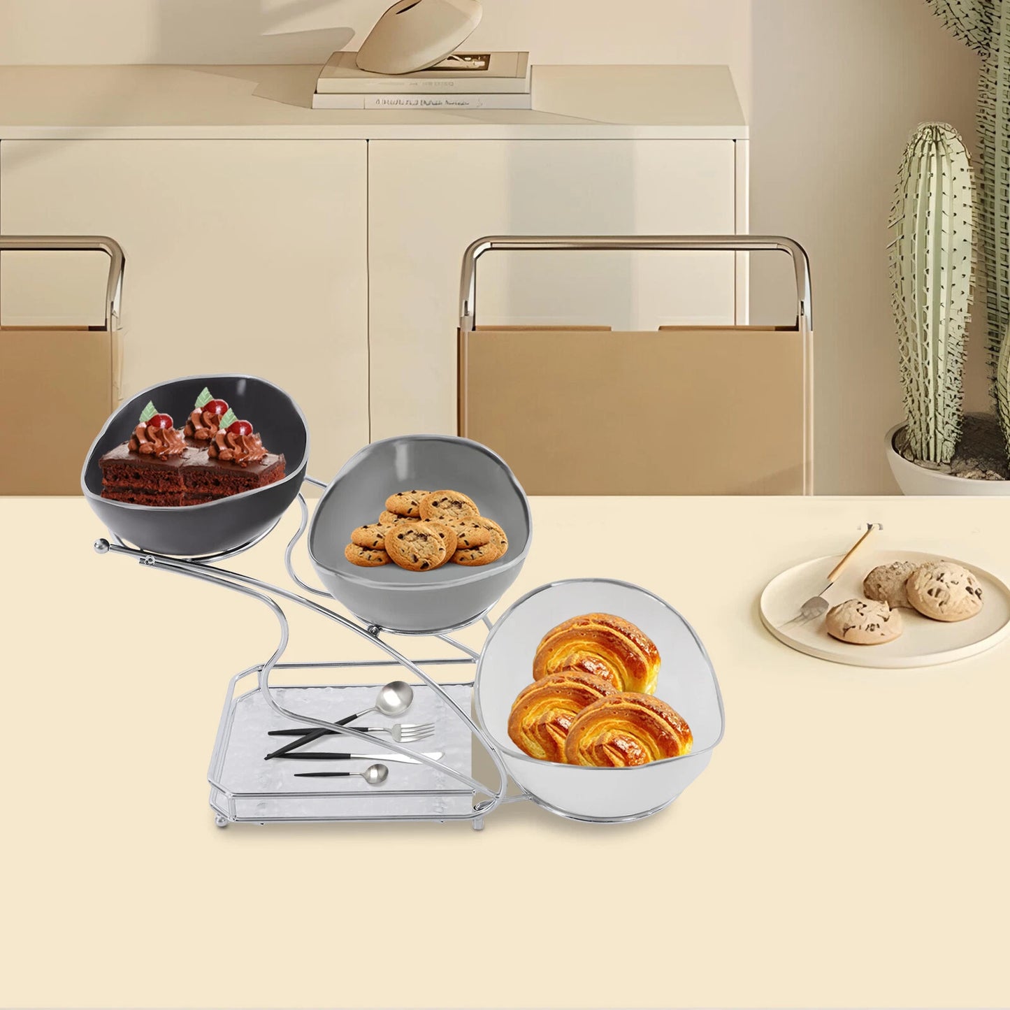 3-Tier Fruit Serving Bowl Holder with Stand