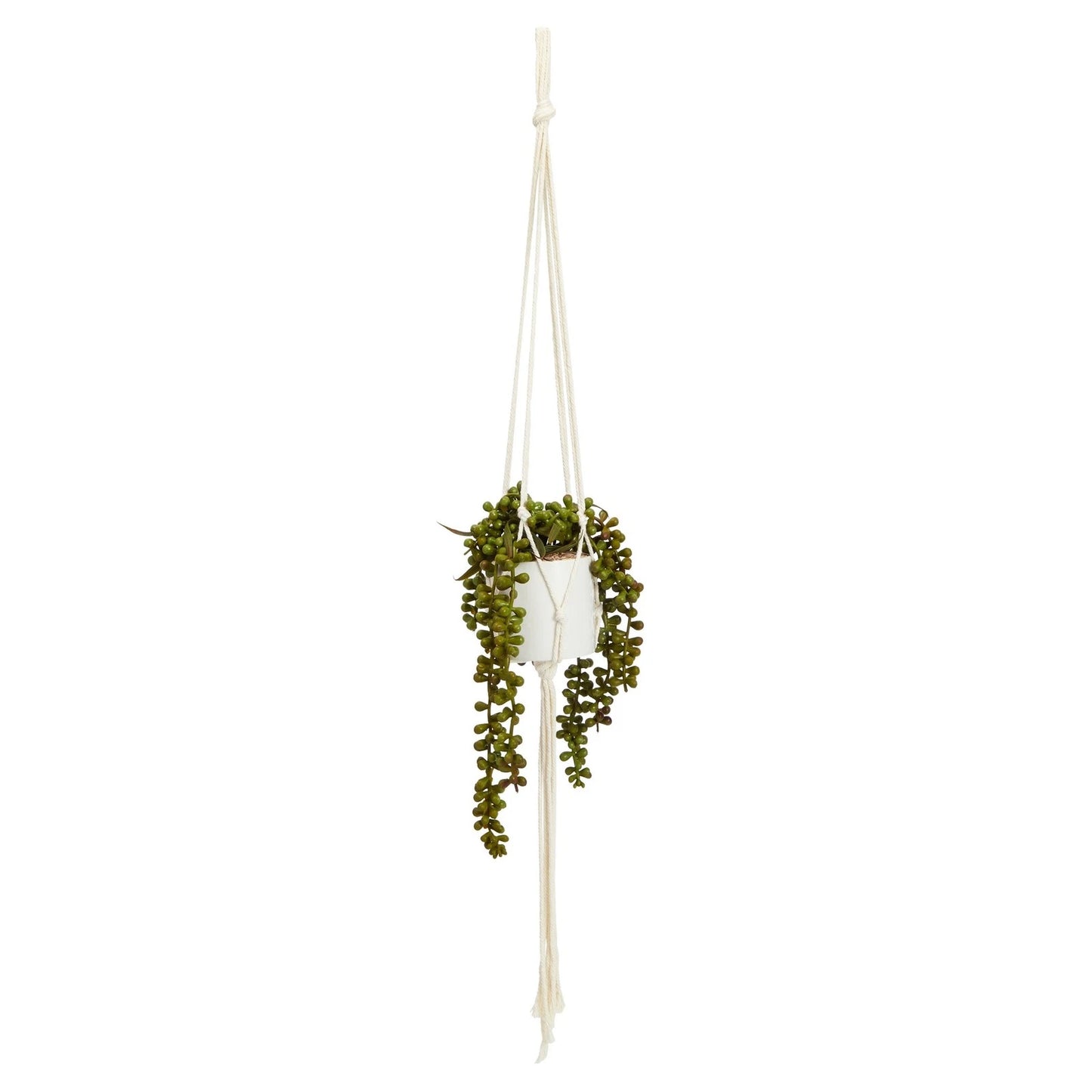 2-Pack Artificial Hanging String of Pearls Plants with Ceramic Pots