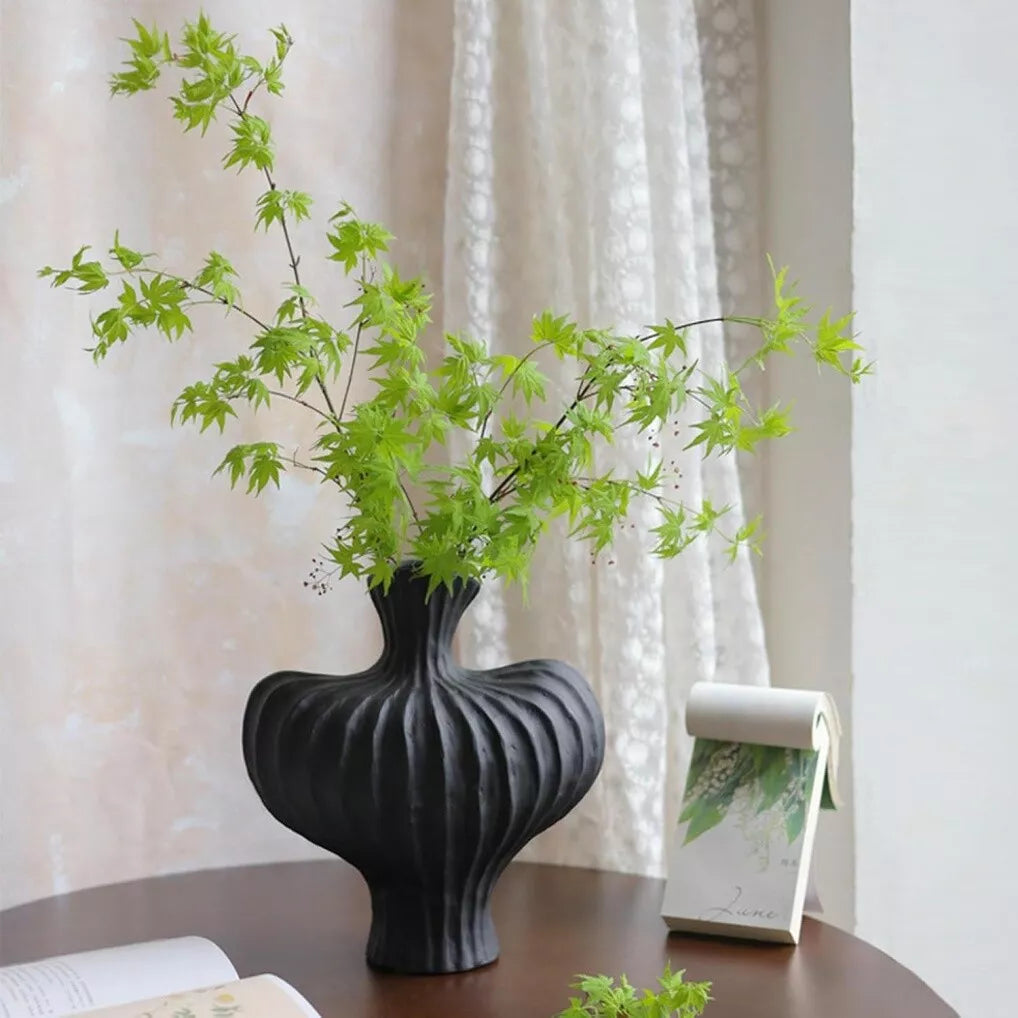 Vintage Ceramic Black Resin Vase