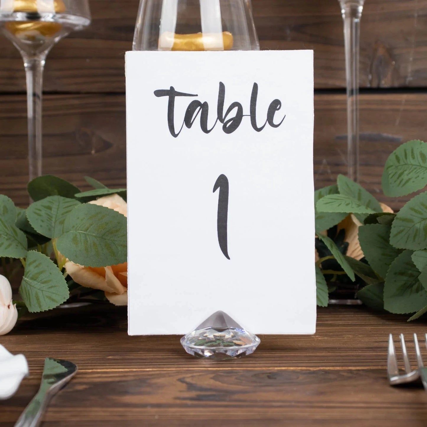 Home Collection 10-Pack Clear Crystal Place Card Holders – 1.75" Plastic Table Number Stands