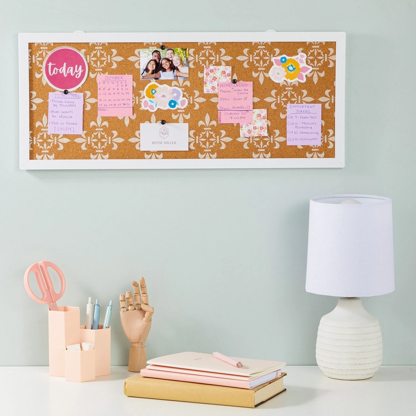 Decorative Cork Board for Walls with White Frame