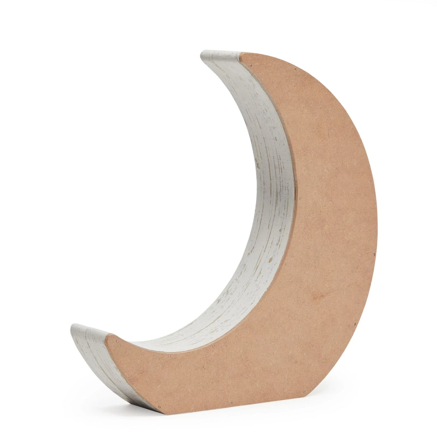 Rustic White Crescent Moon Wall Shelf