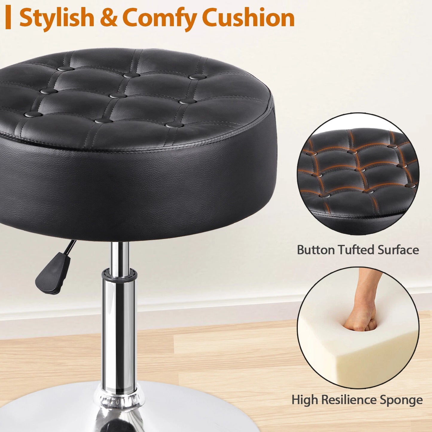2 PCS Round Vanity Stool for Makeup Room