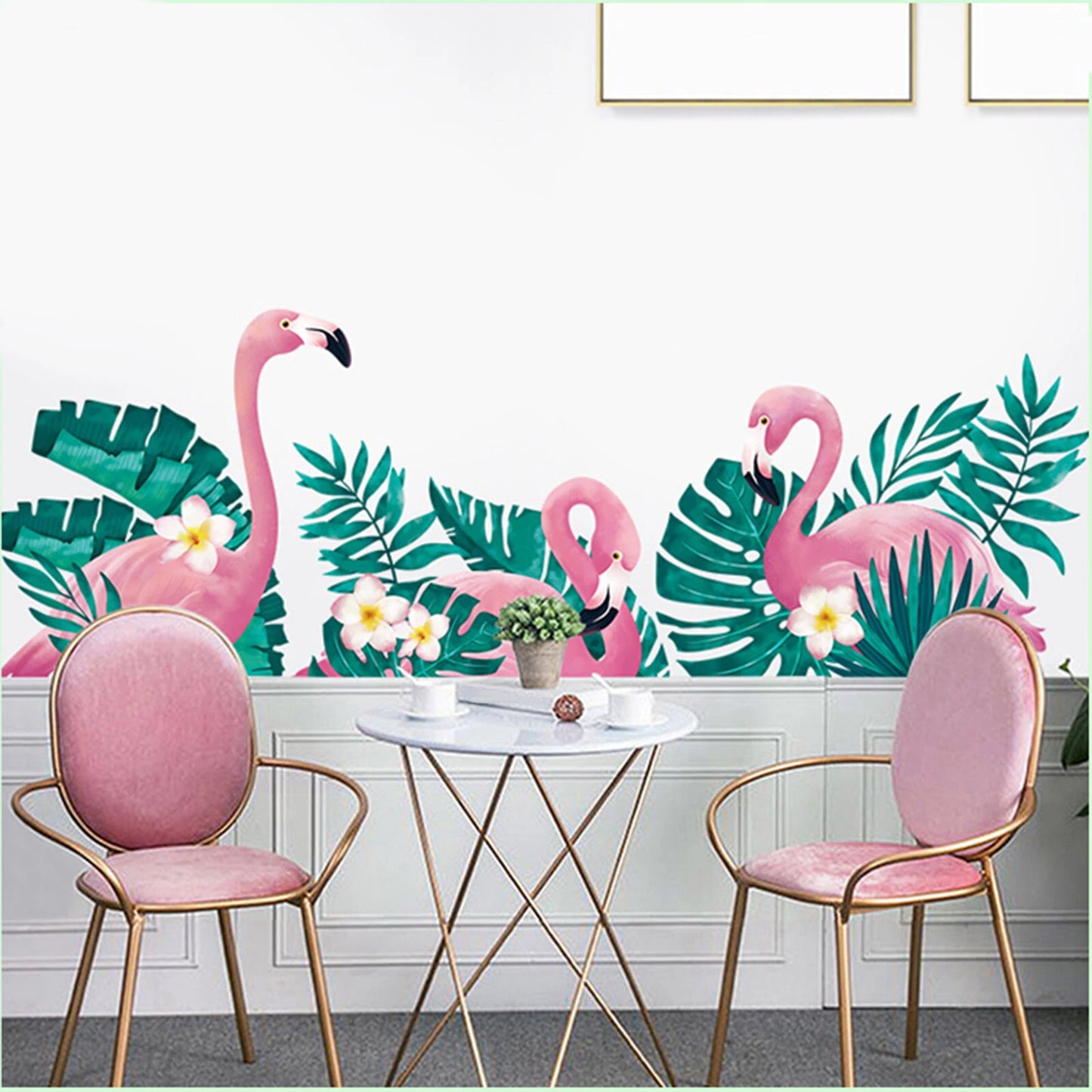 Pink Green Flamingo PVC Wall Stickers