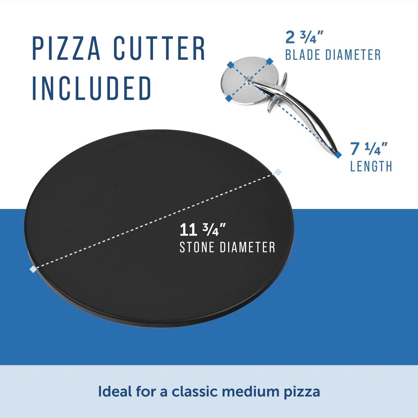 2-Pack Black Cordierite Ceramic Pizza Stones