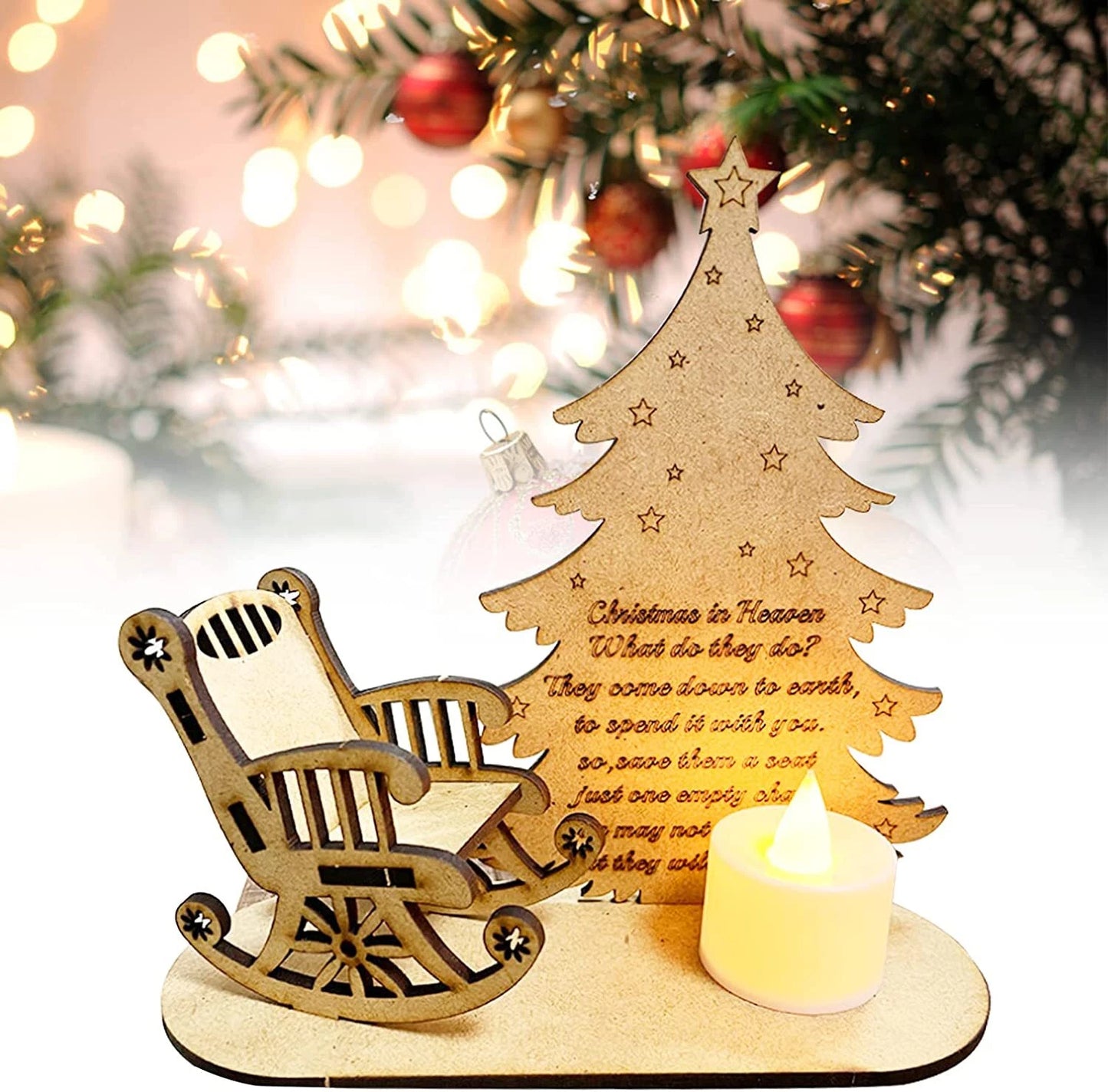 Heaven Poem Tree Rocking Chair Candle Holder