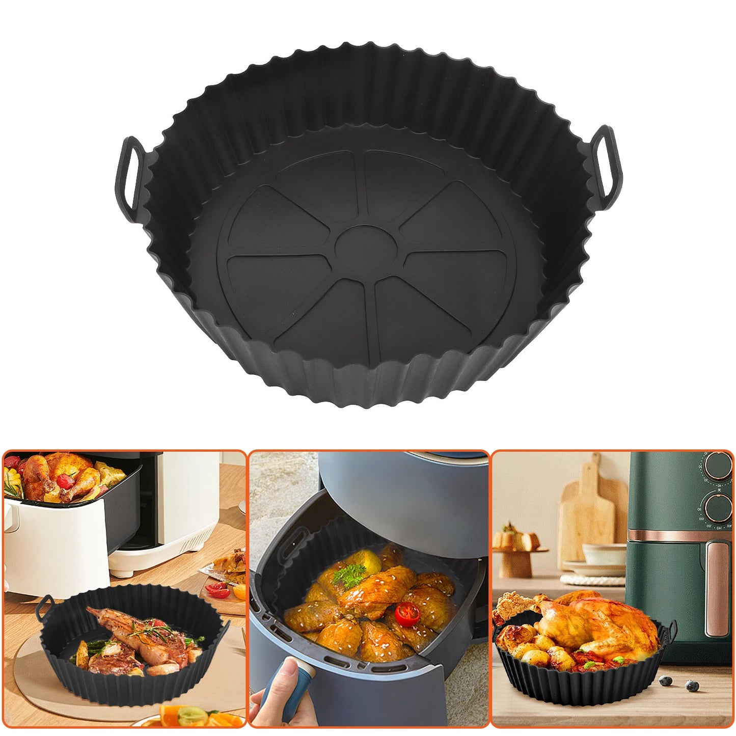 2 Pcs Air Fryer Silicone Pot Basket Liners