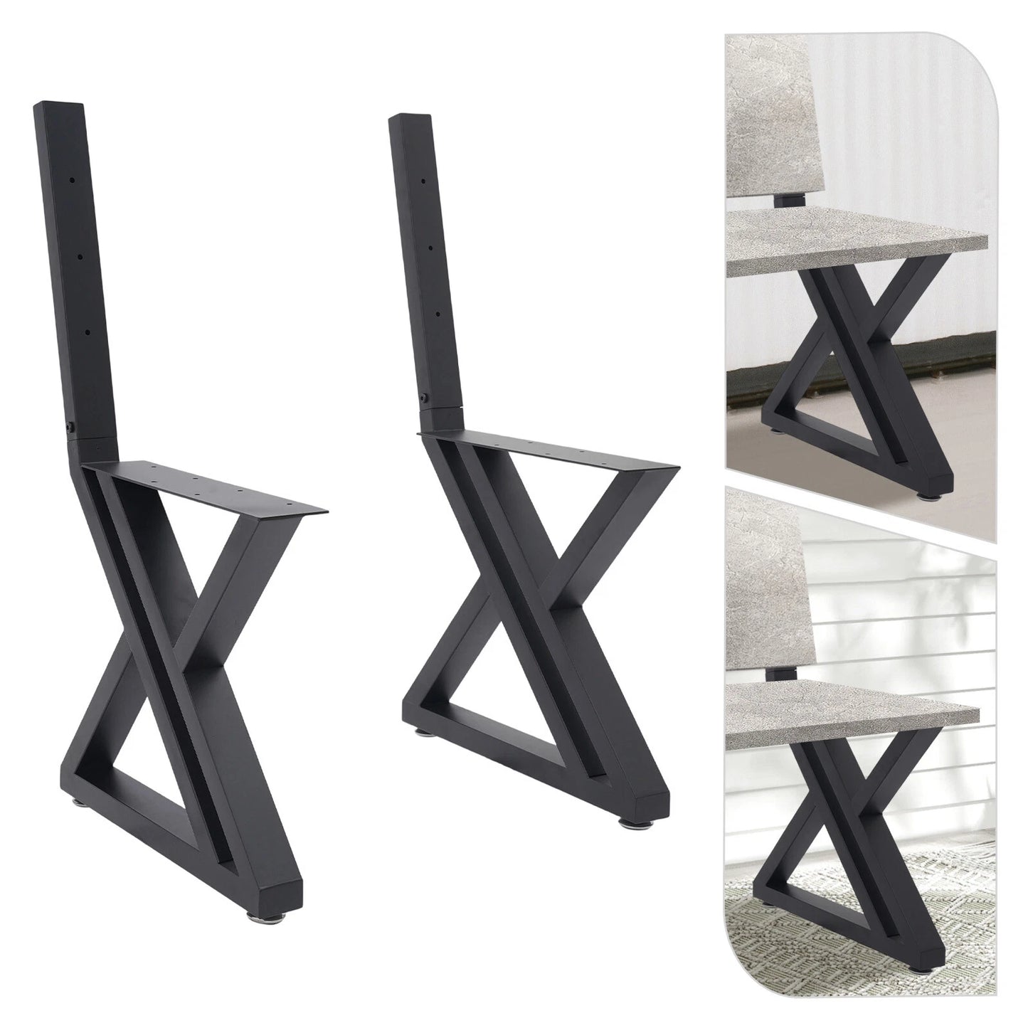2PCS Z-Shaped Bench Legs with Backrest Bracket