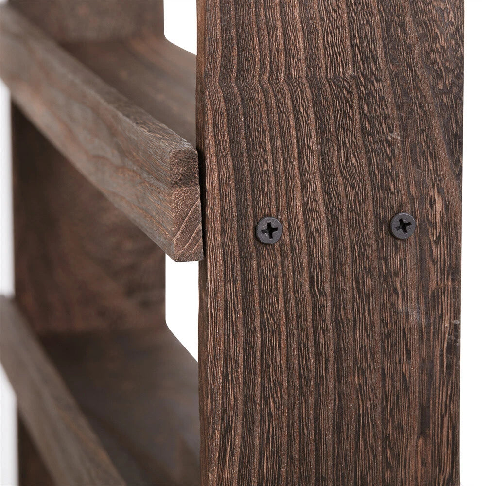 Rustic Torched Wood 4-Tier Wall Hanging Spice Rack