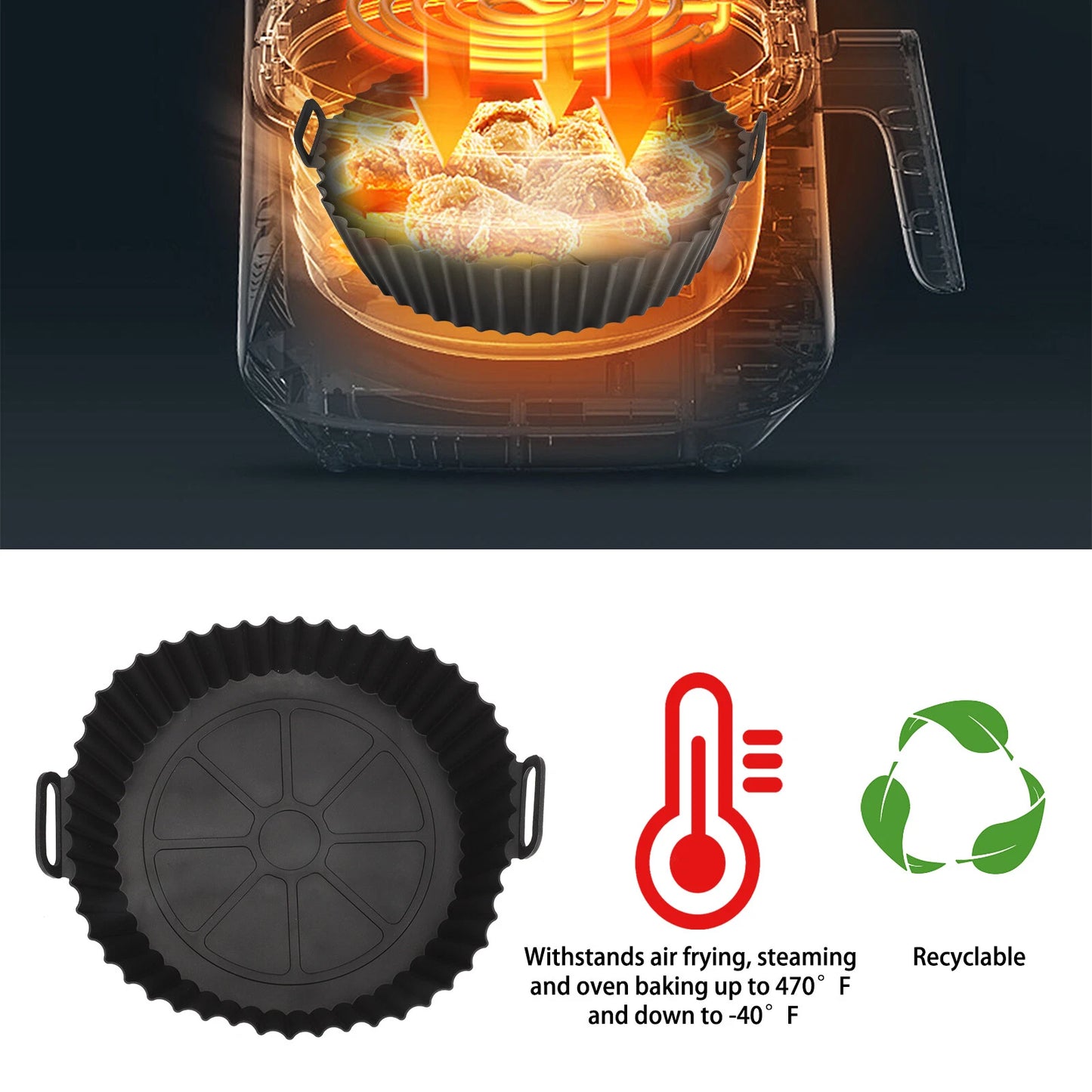 2 Pcs Air Fryer Silicone Pot Basket Liners