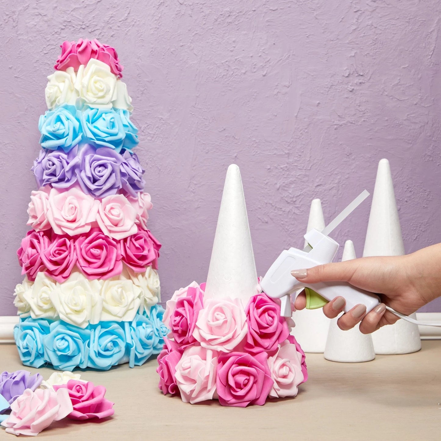 18-Pack Foam Cones for Crafts – Assorted Sizes