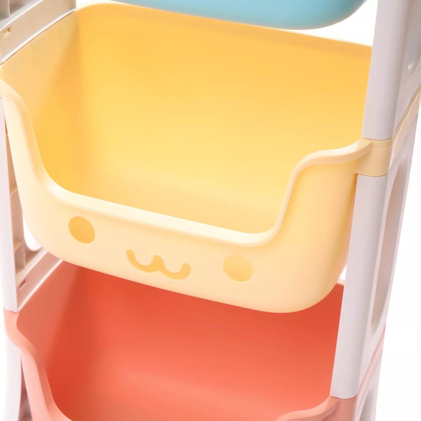3-Tier Rolling Utility Cart with Smiley Face Design