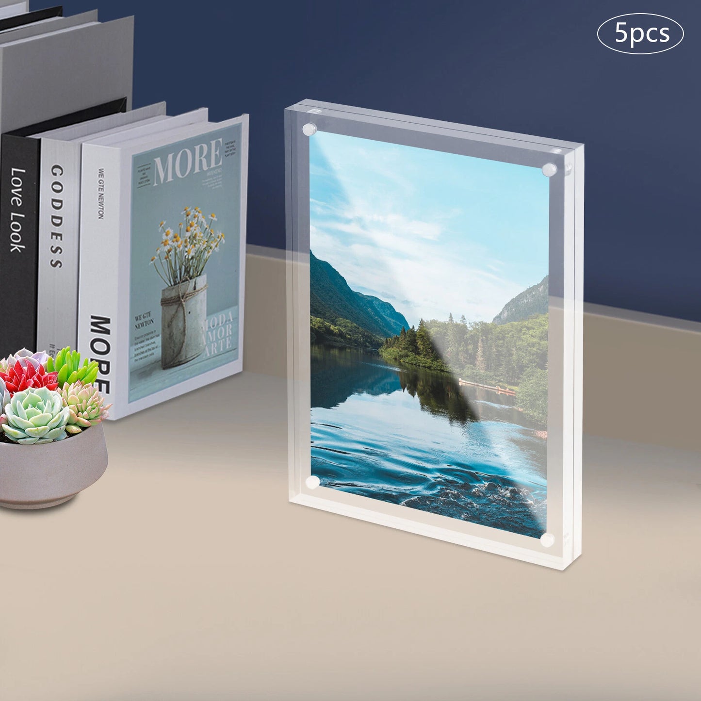 5pcs Clear Acrylic Magnetic Picture Frames