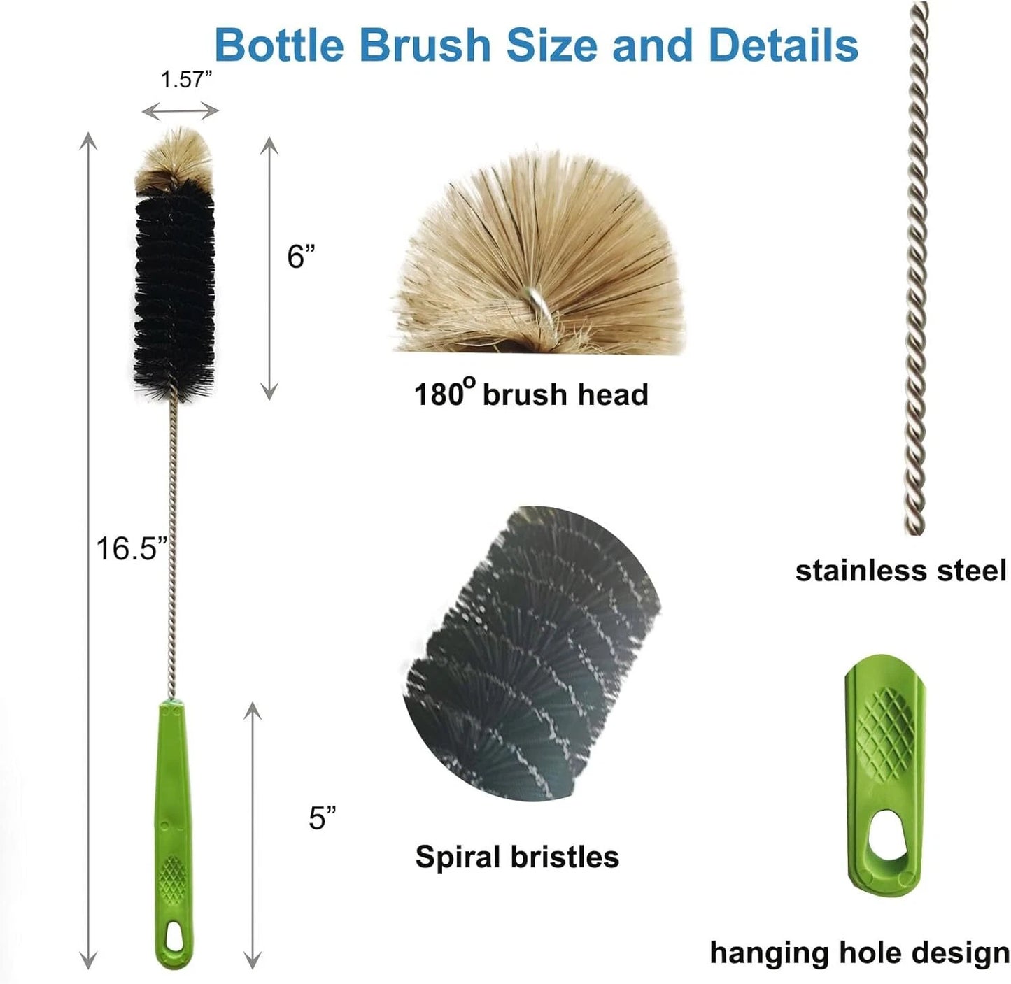 1× / 2× Long Handle Bottle Cleaning Brush