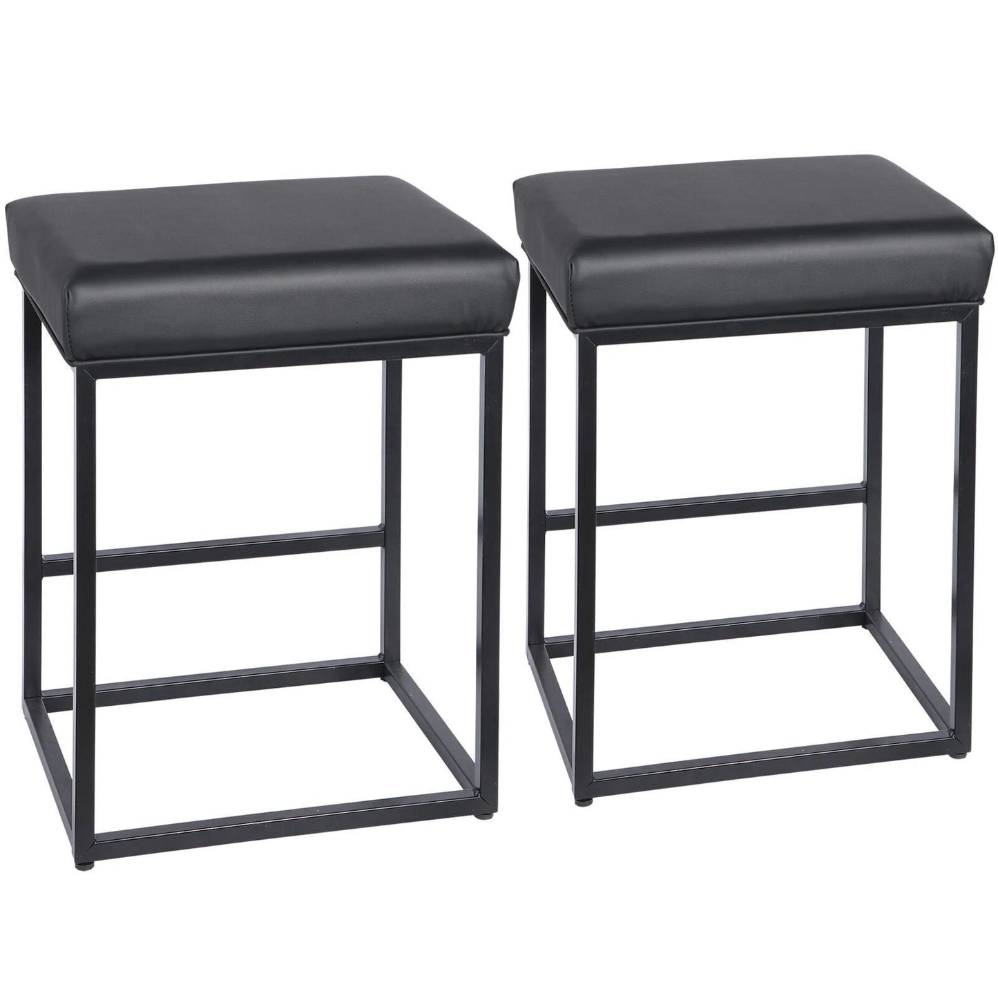 2 PCS 24'' PU Leather Counter Height Bar Stools