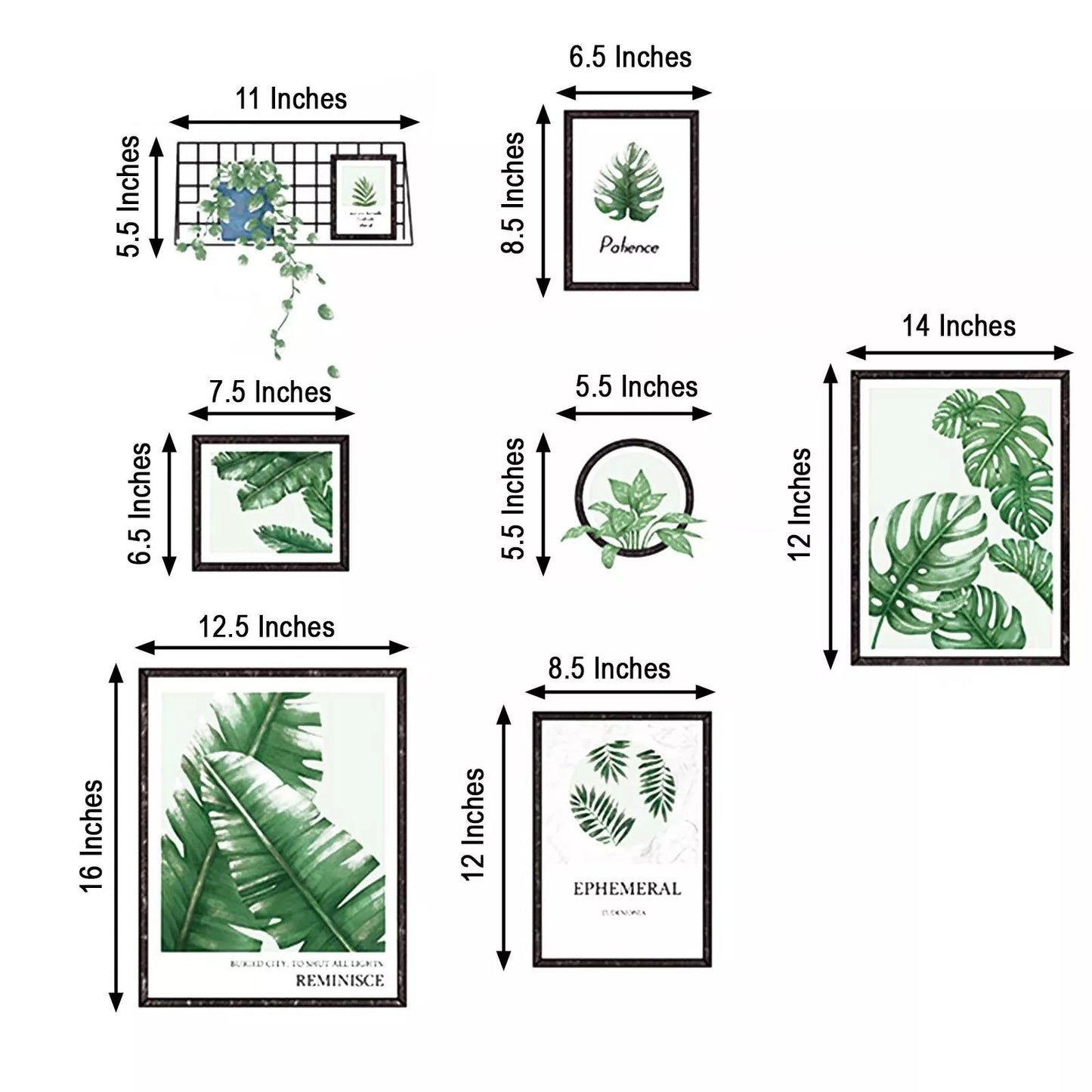 Green Tropical Leaves Frame Wall Stickers