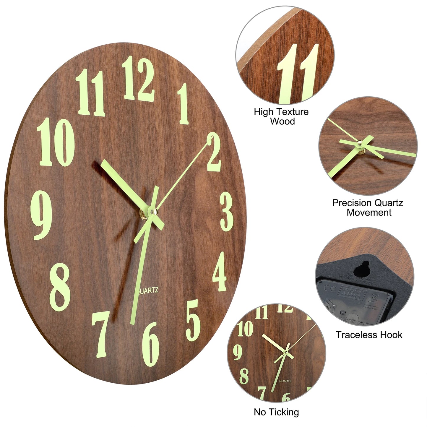Large 12-Inch Modern Battery Wall Clock