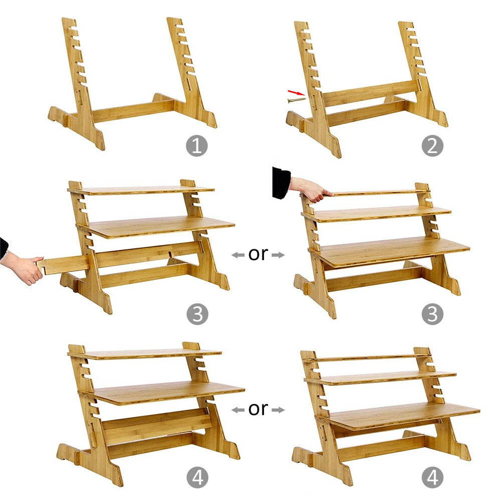 Adjustable Bamboo Standing Desk Converter