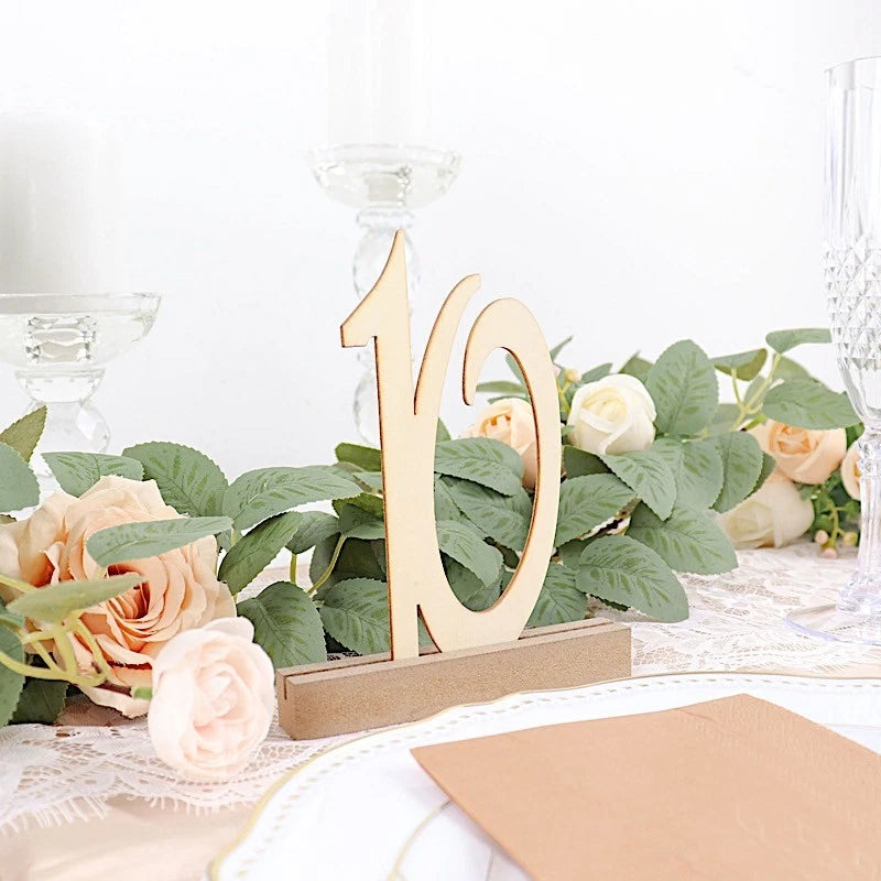 Home Collection Natural 20-Piece Wooden Table Numbers 1–20 with Bases