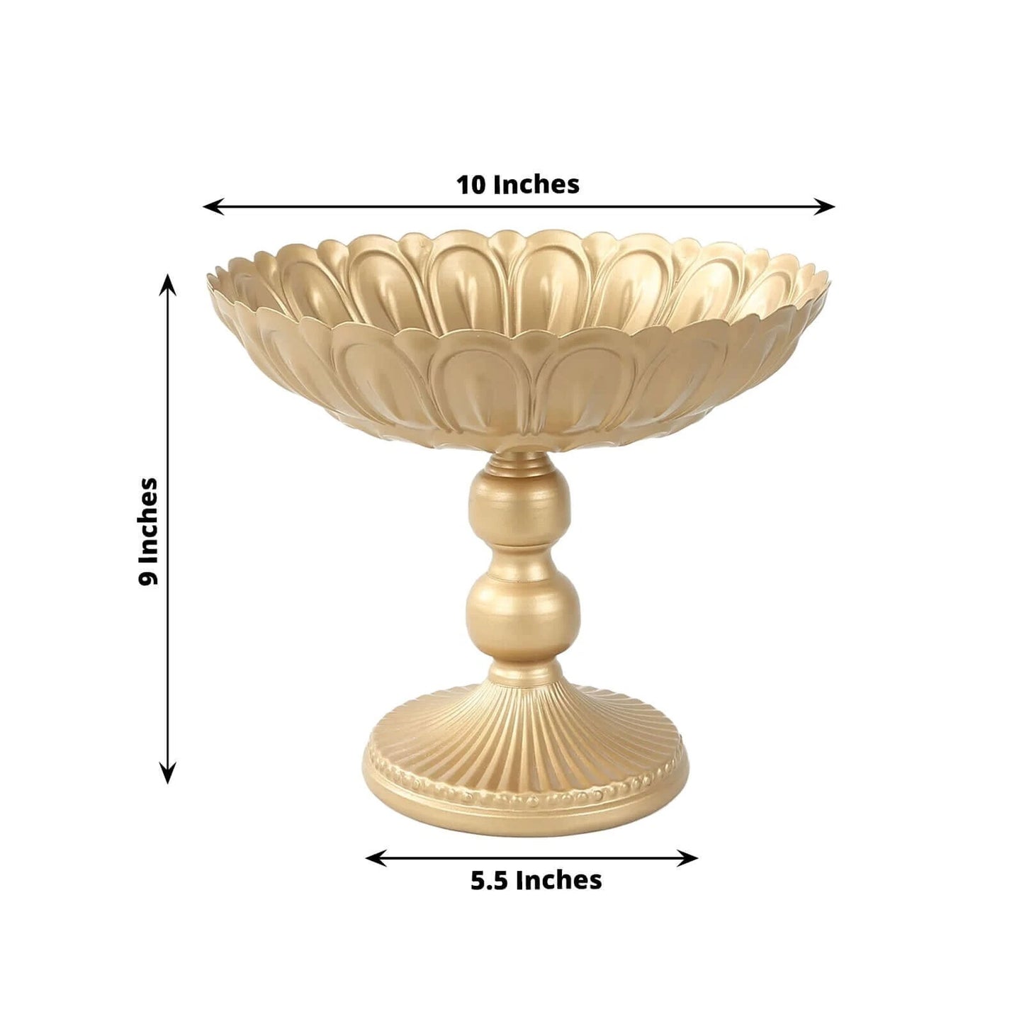 4 Gold Metal Grecian Urn Compote Pedestal Vases