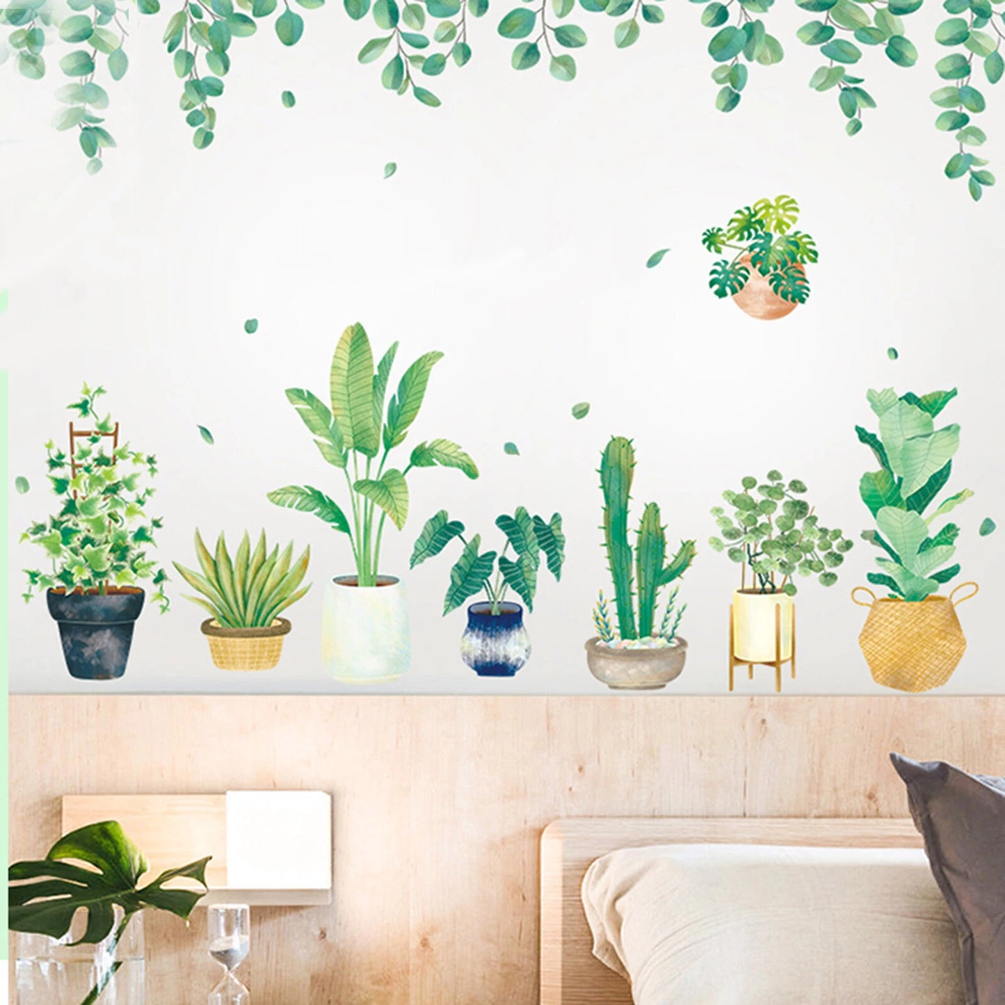 Green Potted Plants Wall Stickers