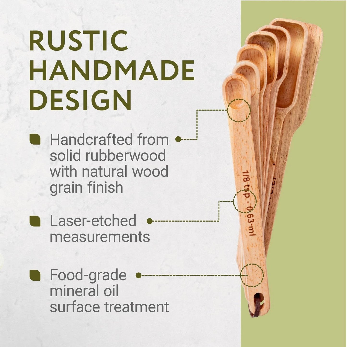 7-Piece Narrow Wood Measuring Spoon Set