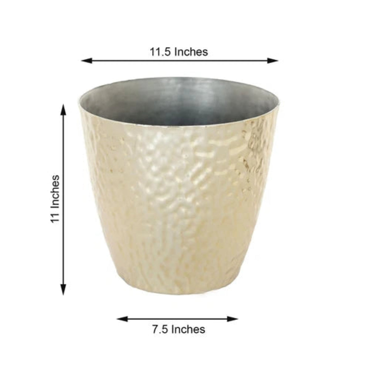 Home Collection 3 pcs 11" Metallic Hammered Plastic Flower Pots