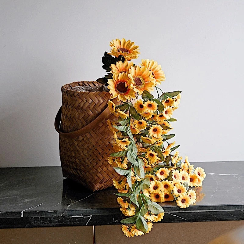 Home Collection 22" Silk Sunflowers Artificial Hanging Vine Bush