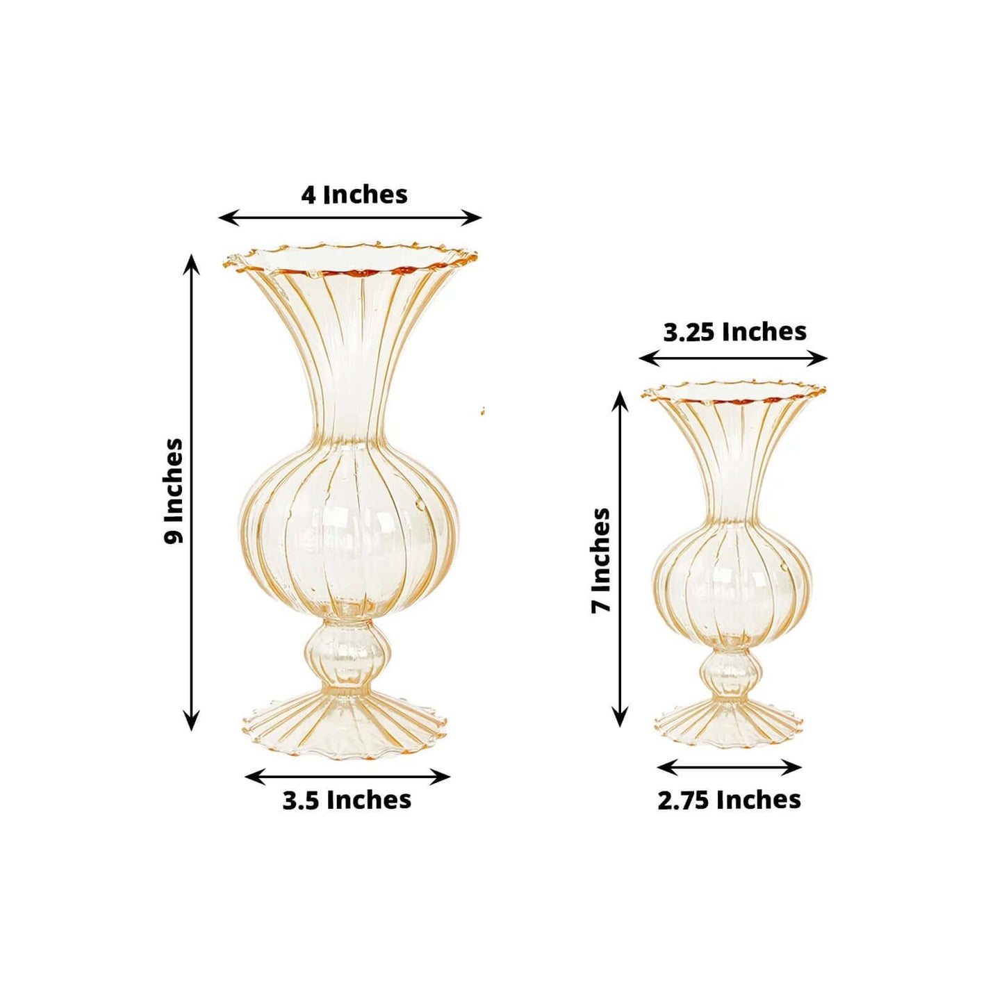 4 Nordic Style Gold Glass Flower Vases